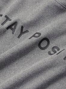 Dazy Plus Round Neck Letter Print Slim Fit Short Sleeve T-Shirt,Crop Tops Women - Grey - View 3