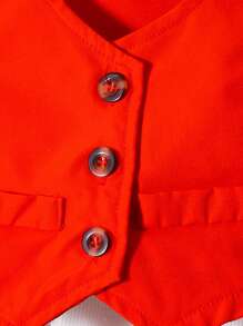 女婴红色背心，配长袖上衣和西裤 - 紅色 - 查看 4