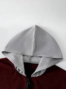 SHEIN 2pcs Casual Color Block Outfit For Teenage Boys Chic Outfits For Autumn/Winter - Red - View 7