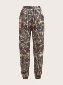 Muchica 女款松紧腰枝形印花直筒宽松针织运动裤 - 棕色 - 查看 2