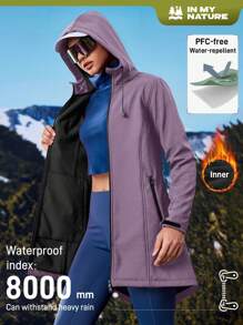 In My Nature Women's Solid Color Thermal Lined Zip-Up Hooded Outdoor Jacket - Purple - View 1