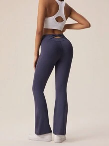 SHEIN Sports Women Solid Color Pleated Hollow Out Minimalist Casual Long Pants