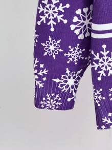 Teletubbies X SHEIN Plus Size Casual Y2K Fair Isle & Cartoon Print Purple Sweater, Kawaii