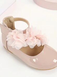 New Floral Decorated Flat Roman Sandals For Little Girls Students, Comfortable Princess Shoes For School, Outdoor Activities, Wedding - Pink - View 4