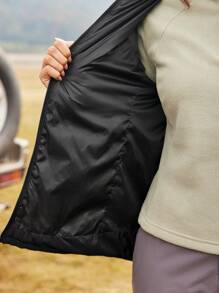 In My Nature 女士户外冬季连帽拉链夹克，简约时尚，日常休闲装 - 黑色 - 查看 11