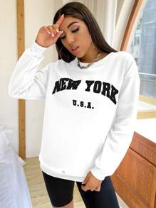 Flirla Women's Letter Printed Round Neck Sweatshirt,Long Sleeve Tops Graduation,Back To School Outfits,Graduation,Teacher Outfits For Women,Back To School