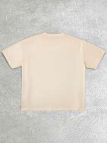 Manfinity EMRG Áo thun trơn màu thường ngày cỡ lớn cho nam, đơn giản và thời trang để mặc hàng ngày - Màu be - Xem 2