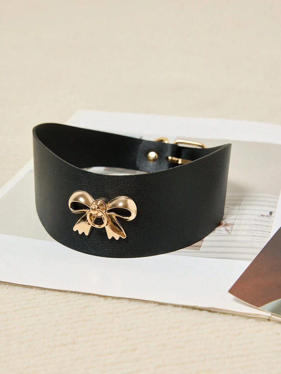 Women's Leather Collar Lingerie Accessory - Black - View 1