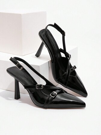 CUCCOO BIZCHIC Women's Back Strap Bowknot Decor High Heel Pumps, Wine Red For And Vibe And Spring Shoes Spring Break Easter