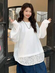 DAZY 女士甜美运动卫衣，适合春夏季、情人节、秋季服装 - 白色 - 查看 9