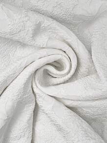 SHEIN Privé Plus Size Women's 3D Floral White Bowknot Contrast Tie A-Line Dress, Suitable For Dates And Weddings - White - View 6