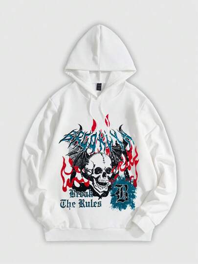 Goth Sudadera Con Capucha Con Cordón Para Hombre Con Gráfico De Calavera Y Letras