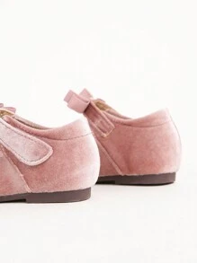 1 Pair Girls Velvet Soft Bottom Mary Jane Flat Loafers, Princess Driving Loafers Suitable For Spring And Autumn - Pink - View 3