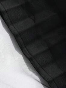 FRIFUL Jupe plissée élégante et ample à ligne A en maille noire avec contraste - Noir - Voir 3