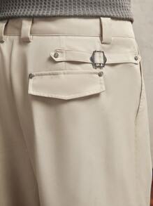 AKNOTIC Business Casual Men's Woven Straight Casual Fit Mid-Waist Pants, Suitable For Everyday Wear - Khaki - View 4
