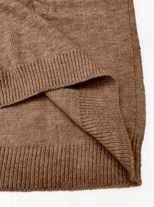 SHEIN Clasi Suéter de punto casual de manga larga con hombros abiertos para mujer de talla grande, suéter de punto de otoño/invierno