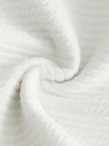 SHEIN 女婴甜美公主风格圆领蝴蝶结装饰上衣搭配不对称下摆和开衩裙套装，适合派对、秋冬季 - 白色 - 查看 6