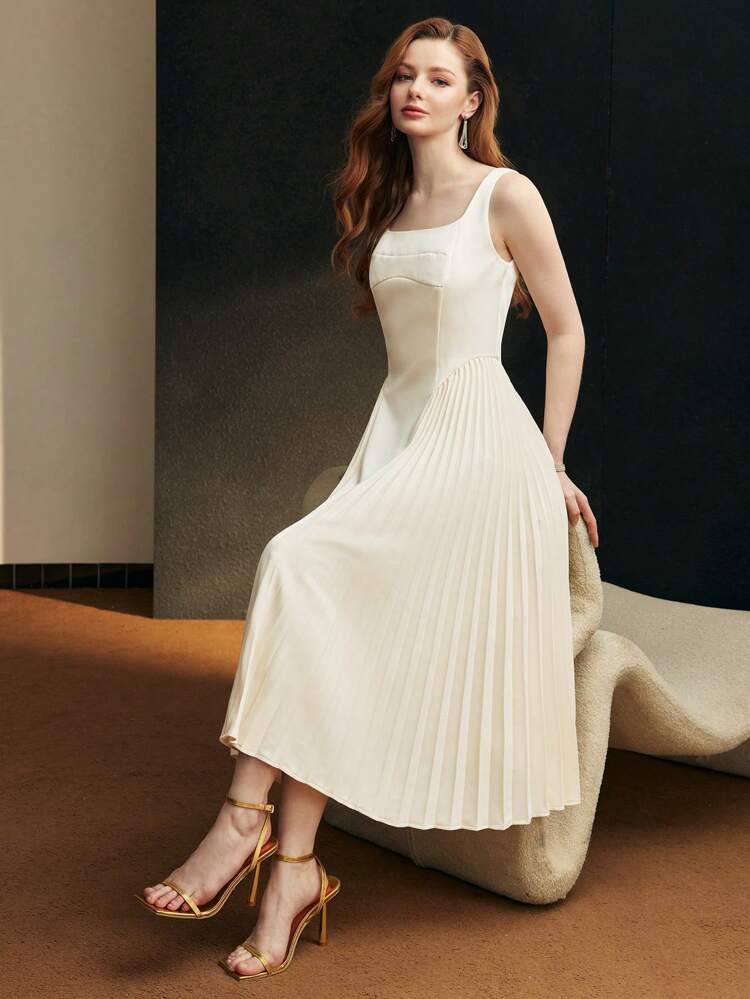 PLEATED DRAPED TANK COCKTAIL DRESS