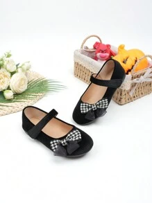 Girls' Fashion Bowknot Plush Soft Bottom Flats, Princess Shoes, New Versatile Flat Shoes