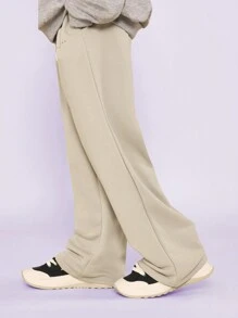 SUMWON Athletic Sweatpants Drawstring Waistband Jogger Style School Sport Fall Winter Casual Comfortable Youth Athleisure Bottom - Khaki - View 2