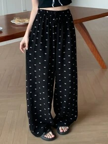 DAZY 宽松蝴蝶结印花睡裤，秋冬款