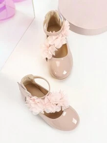 New Floral Decorated Flat Roman Sandals For Little Girls Students, Comfortable Princess Shoes For School, Outdoor Activities, Wedding - Pink - View 6