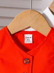 女婴红色背心，配长袖上衣和西裤 - 紅色 - 查看 6