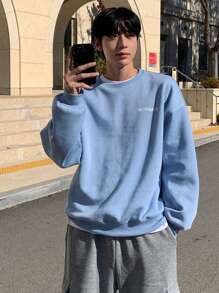 DAZY Men's Plain Pullover Sweatshirt, Casual & Stylish For Everyday Wear,Fall Clothes