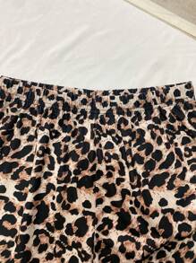 SHEIN Leap Crew 2pcs Teen Girl Casual Bowknot Cami Top & Leopard Print Shorts Pajama Set, Comfortable & Flame Retardant, Suitable For Valentine's Day, Cute Clothes - Multicolor - View 4