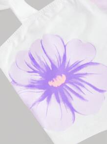 SHEIN MOD Top de tirantes con cordón con estampado localizado para mujeres, blusa bonita, tops de mujer blancos y violetas, top sin mangas para graduación