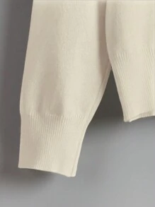 EMERY ROSE 1pc Button Front Long Sleeve Casual Solid Top, Daily Wear Fall Winter Cloth For Women - Apricot - View 7