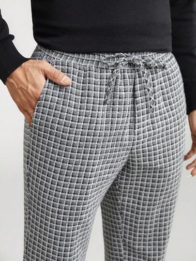 Manfinity VCAY Hombres Pantalones con estampado de cuadros de cintura con cordón