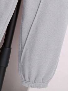 SHEIN Leap Crew 2pcs Tween Boy Hoodie And Sweatpants Set, Versatile All-Match, Suitable For Autumn/Winter - Grey - View 3