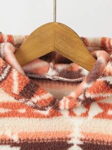 SHEIN 2 Stücke/Set Baby Jungen Langarm Hoodie & Lange Hose Set, Floral & Dreieck Fleece Trainingsanzug