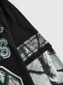 ROMWE Street Life Streetwear Cool Soccer Inspired Vintage Tree Branch Print Loose Women T-Shirt