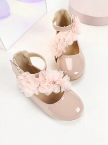 New Floral Decorated Flat Roman Sandals For Little Girls Students, Comfortable Princess Shoes For School, Outdoor Activities, Wedding - Pink - View 5