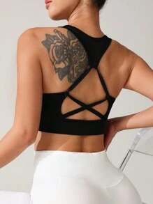 SHEIN Sport Studio Damen einfarbige ärmellose Lässig Bluse mit Cut-outs, Alltagsmode