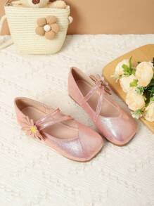 حذاء كاجوال مسطح للبنات مزين بالأقحوان، مناسب للارتداء اليومي، خريف/شتاء