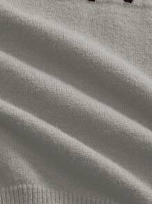 Manfinity VCAY Áo len dệt kim dáng rộng tay dài hở vai thời trang nam, thích hợp mặc hàng ngày, mặc thu đông, đồ đôi - Xám - Xem 6