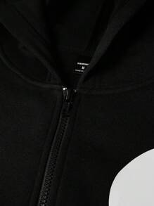 Manfinity EMRG Men's Front Zipper Long Sleeve Simple Casual Hoodie - Black - View 5