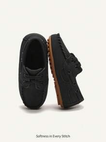 Cozy Pixies Fashionable Retro Casual Versatile Boys And Girls Soft Comfortable Baby Flat Sneakers Shoes - Black - View 1