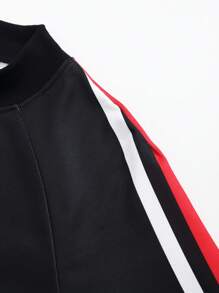Manfinity Homme Men's Casual Pullover Hoodie With Side Stripe, Long Sleeve Turtleneck Top, Autumn/Winter