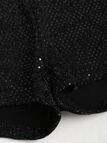 EgrlEra Women Sequined Simple Shorts (Random Cut), Casual Daily Wear Y2K - Black - View 3