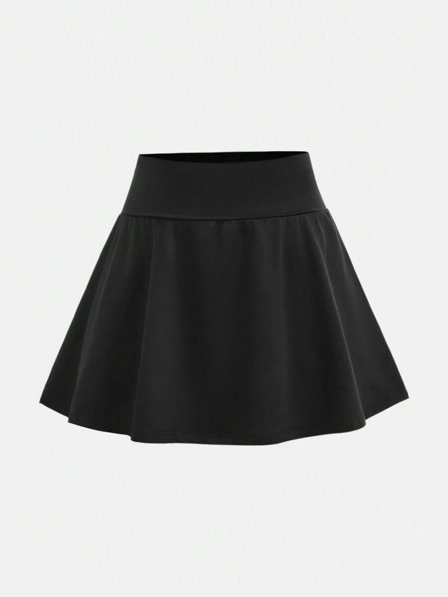 SHEIN Girlism 少女浅灰色纯色简约休闲运动衫和迷你裙套装，校园风裙子