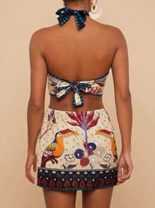 Travachic 女士度假花卉印花短款挂脖式休闲连衣裙 - 彩色 - 查看 2