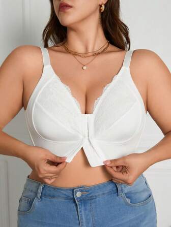 Moonlight & Mama 1 件大码前锁哺乳胸罩带蕾丝边