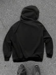 PAVTROS 男士连帽运动衫，休闲时尚，适合日常穿着 - 黑色 - 查看 2