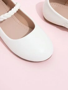 1 par de zapatos planos tipo Mary Jane versátiles para niñas, adecuados para todas las estaciones - Blanco - Ver 5