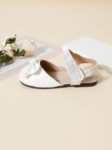 Girls' Casual Bow Decor Ankle Strap Flat Shoes