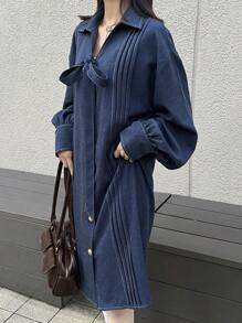 FRIFUL Vestido corto de mujer con tirantes de lazo en lino